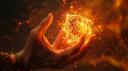 A conceptual image of hands reaching towards a glowing blockchain core, symbolizing access and control over digital assets