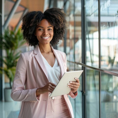 attractive young black woman businesswoman headshot portrait, business, career, success,