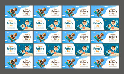 happy father day banner template vector flat design