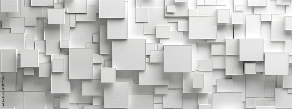 Poster abstract white background with squares and geometry, 3d rendering