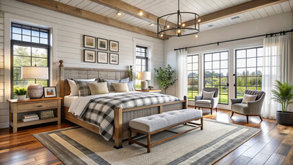 Farmhouse interior design style master bedroom