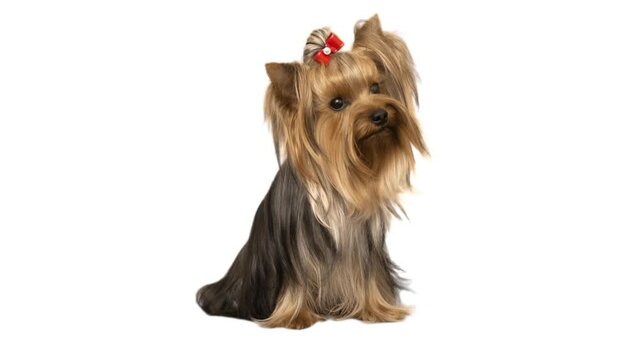 Yorkshire terrier on white background