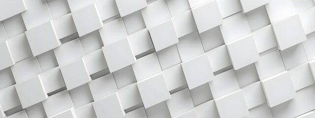 White background with 3D squares arranged in an elegant pattern, creating a minimalist and modern design in the style of for advertising or presentation
