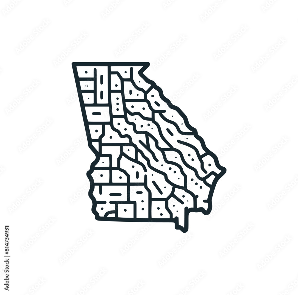 Wall mural the georgia state map. black white vector logo illustration.