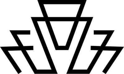 Abstract art deco design element, linear decorative vintage design element.