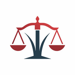 Creative law firm vector art illustration with a Scales of Justice icon logo design.