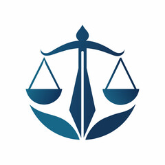 Modern law firm vector art illustration with a Scales of Justice icon logo design.