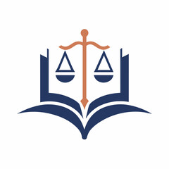 Creative law firm vector art illustration with a Justice and book icon logo design.