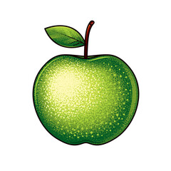 A painted green apple. A design element.