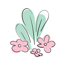 Hand Drawn flowers ink Decorative elements for design Vector illustration