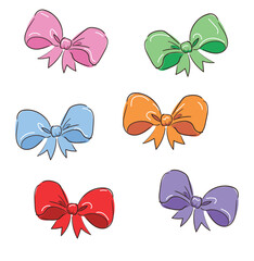 Hand drawn colorfull Bows on a white background vector
