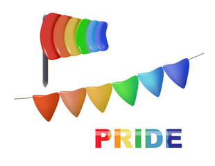 Pride LGBTQ flags set 3d style Vector illustration