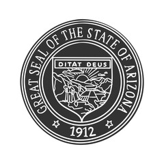 State Seal Icon Silhouette Illustration. Arizona Vector Graphic Pictogram Symbol Clip Art. Doodle Sketch Black Sign.