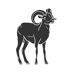 Bighorn Sheep Icon Silhouette Illustration. Animals Vector Graphic Pictogram Symbol Clip Art. Doodle Sketch Black Sign.