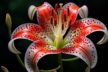 Naklejka premium Stunning detailed image of a tiger lily (lilium lancifolium) with vivid colors