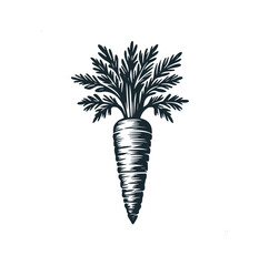 The carrot. Black white vector illustration logo.