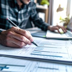 Project manager working with Gantt chart planning schedule, tracking milestones and updating tasks progress, scheduling and management skills, program strategy.