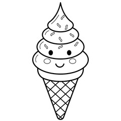 Ice cream cone child colorize vector illustration