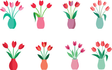 tulips on vase vector art