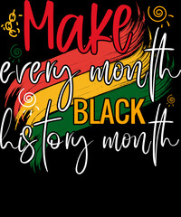 Make every month black history month, Black History, Freedom Day, 19th June, and Juneteenth T-shirt Design. Ready to print for apparel, poster, and illustration. Modern, simple, lettering.


 