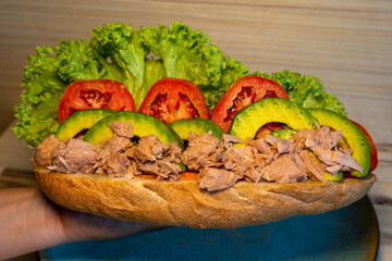 sandwich with tuna, cucumber and tomato