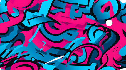 Fototapeta premium pink and blue graffiti pattern geometric shapes design poster background