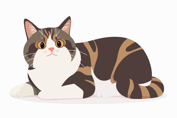 Obraz premium Illustration of a tabby cat on a white background. Tabby cat lies resting.
