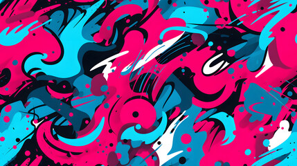 Obraz premium pink and blue graffiti pattern geometric shapes design poster background