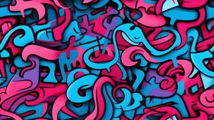 Naklejka premium pink and blue graffiti pattern geometric shapes design poster background