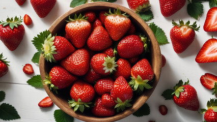 top view shoot fresh sweet organic strawberry, banner