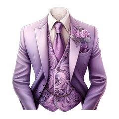 a man in a purple suit and tie