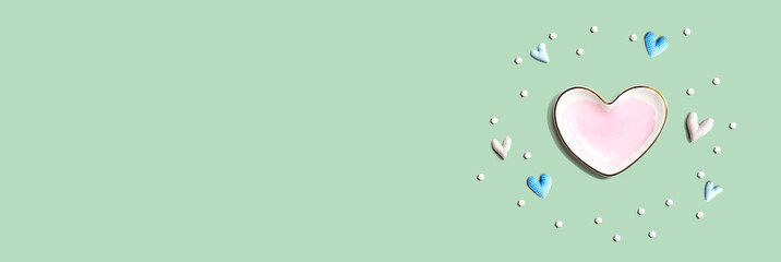 Appreciation theme with a heart dish - flat lay