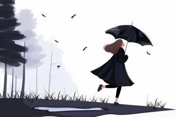 Guarda-chuva azul com gotas de agua em aquarela no fundo branco . Beautiful simple AI generated image in 4K, unique.