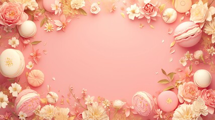 Romantic floral background with flowers and leaves. Floral background 