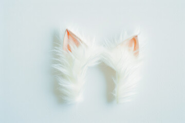 Fluffy White Cat Ears Headband Isolated on Soft Background