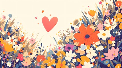 Romantic floral background with flowers and leaves. Floral background 