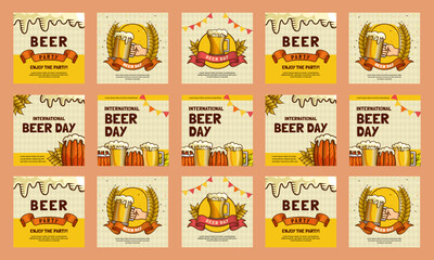 happy beer day social media post vector flat design