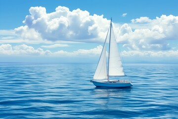 Obraz premium sailboat in the mediterranean sea on a beautiful day with blue sky