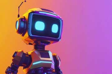 AI robot with geometric shapes, gradient background, concept of artificial intelligence, technology.