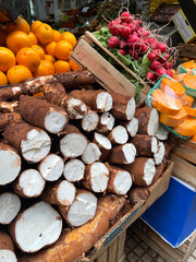 Cassava in a grocery store in Buenos Aires, Argentina