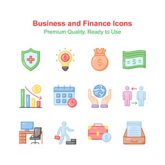 Grab this creatively crafted icons set of business and finance