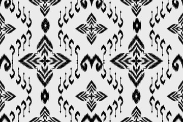 Fototapeta premium Ethnic abstract ikat art. Aztec ornament print. geometric ethnic pattern seamless. Design for background ,curtain, carpet, wallpaper, clothing, wrapping, Batik, vector illustration.