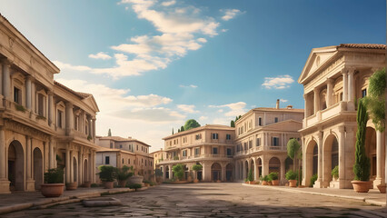 Fototapeta premium Sunny ancient Roman style courtyard