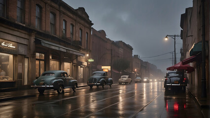 Obraz premium Moody street in the rain at night