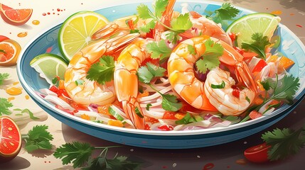 Ceviche with fresh seafood and citrus marinade