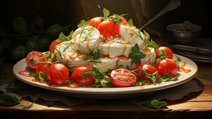 Caprese salad with tomatoes mozzarella and basil