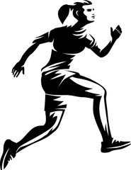 female sprinter running black silhouette