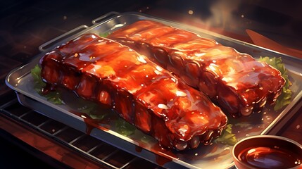 BBQ ribs with smoky barbecue sauce