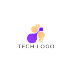 ILLUSTRATION CONNECTED CIRCLE GRADIENT PURPLE ORANGE COLOR WITH DOT TECH LOGO ICON TEMPLATE SIMPLE DESIGN ELEMENT VECTOR