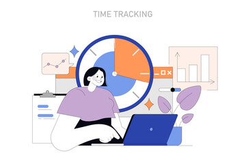 Time Tracking concept. Vector illustration.
